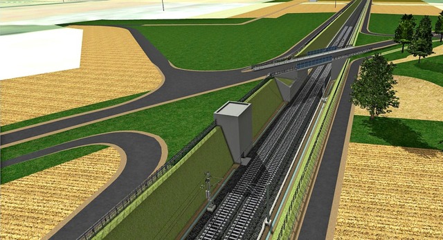 Die Brgerinitiative MUT und der BLHV ...rallel zur  Bahntrasse verlegt sehen.   | Foto: Grafik: DB Netz AG