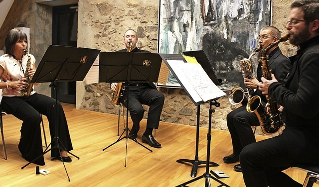 Das  Raschr Saxophone Quartet in Kirc... Zoelen, Noah Bedrin und Elliot Riley   | Foto: Erich Krieger