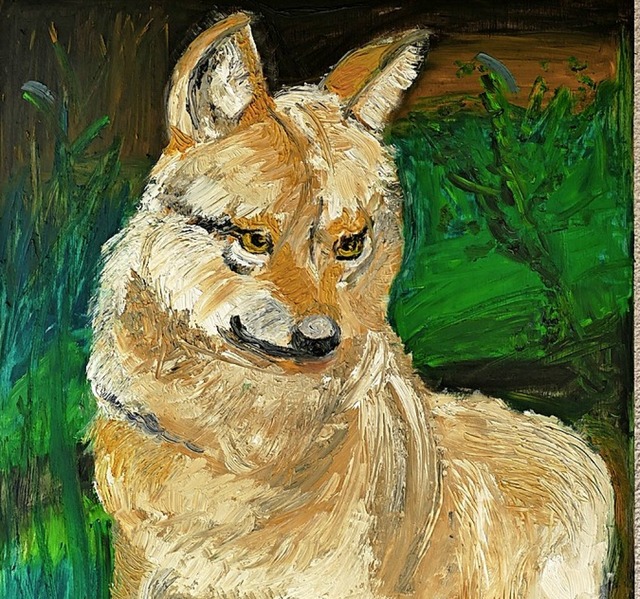 Der Wolf &#8211; gemalt nach einem Foto zu einem BZ-Artikel   | Foto: Elena Hunn