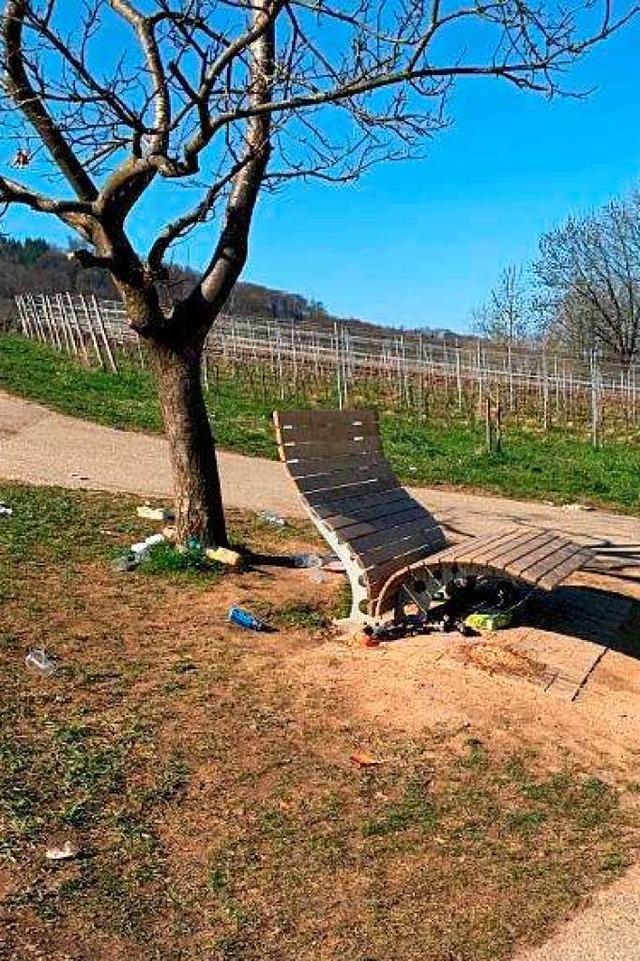 Die Flche um die Sonnenliege ist hufig  mit Mll und Scherben  berst.  | Foto: Gemeinde Merzhausen