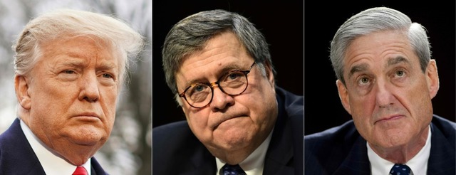 Die Protagonisten des Tages in Washing...ld Trum, William Barr, Robert Mueller.  | Foto: AFP