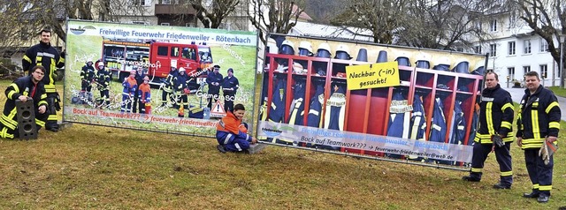 Die Feuerwehr Friedenweiler sucht mit ...ngewhnlichen Aktion neue Mitglieder.   | Foto: Liane Schilling