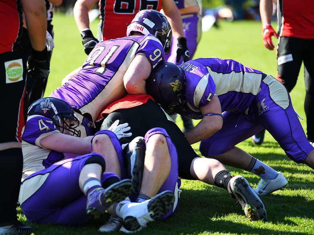 Impressionen vom Heimspiel-Auftakt der 1844 Freiburg Sacristans in der Oberliga gegen die Tbingen Red Knights vor 400 Zuschauern im FT-Sportpark.