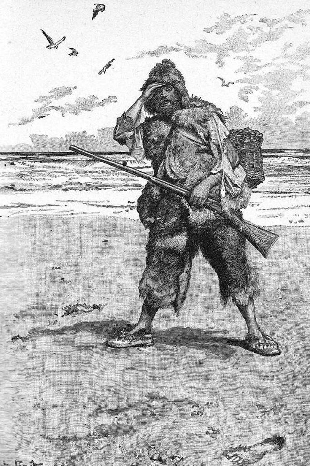 So zeichnete der tschechische Knstler...t den Schiffbrchigen Robinson Crusoe.  | Foto: -