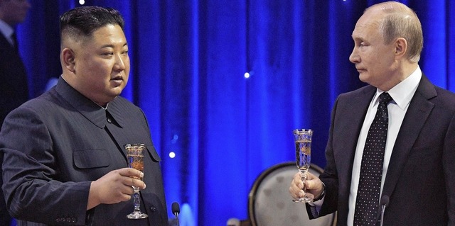 Nordkoreas Machthaber Kim Jong-un und der russische Prsident Wladimir Putin  | Foto: dpa