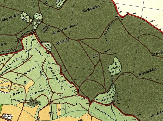 Im Ausschnitt des bersichtsplans von ...arben die Feldlage von Obersckingen.   | Foto: Repro: Richard Kaiser