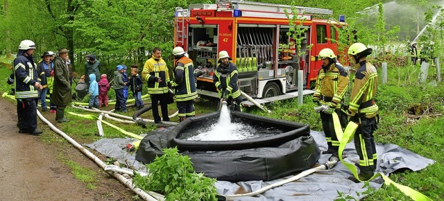 Waldbrandbung Feuerwehren Wasser Reute und Denzlingen-  | Foto: Dieter Erggelet