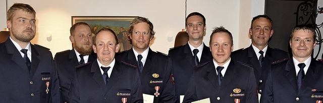 Geehrt (von links): Dennis Unmig, Wo..., Florian Steiert und Markus Metzler.   | Foto: Thomas Biniossek