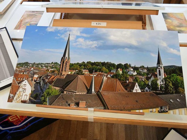 Eindrcke von der Jubilums-Artothek, ...ommen von der Feuerwehr-Drehleiter aus  | Foto: Georg Vo