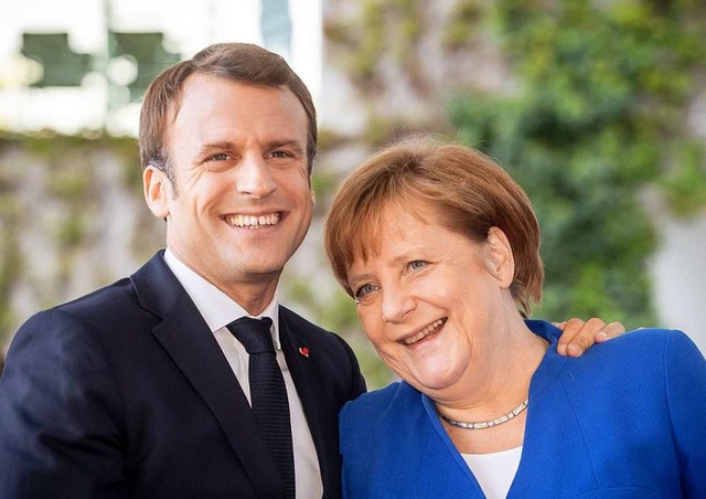 Frankreichs Prsident Emmanuel Macron und Bundeskanzlerin Angela Merkel  | Foto: DPA