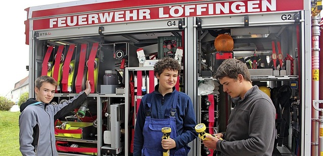 Der Feuerwehrnachwuchs inspizierte das...eug der Bachheimer Wehr ganz genau ...  | Foto: Christa Maier