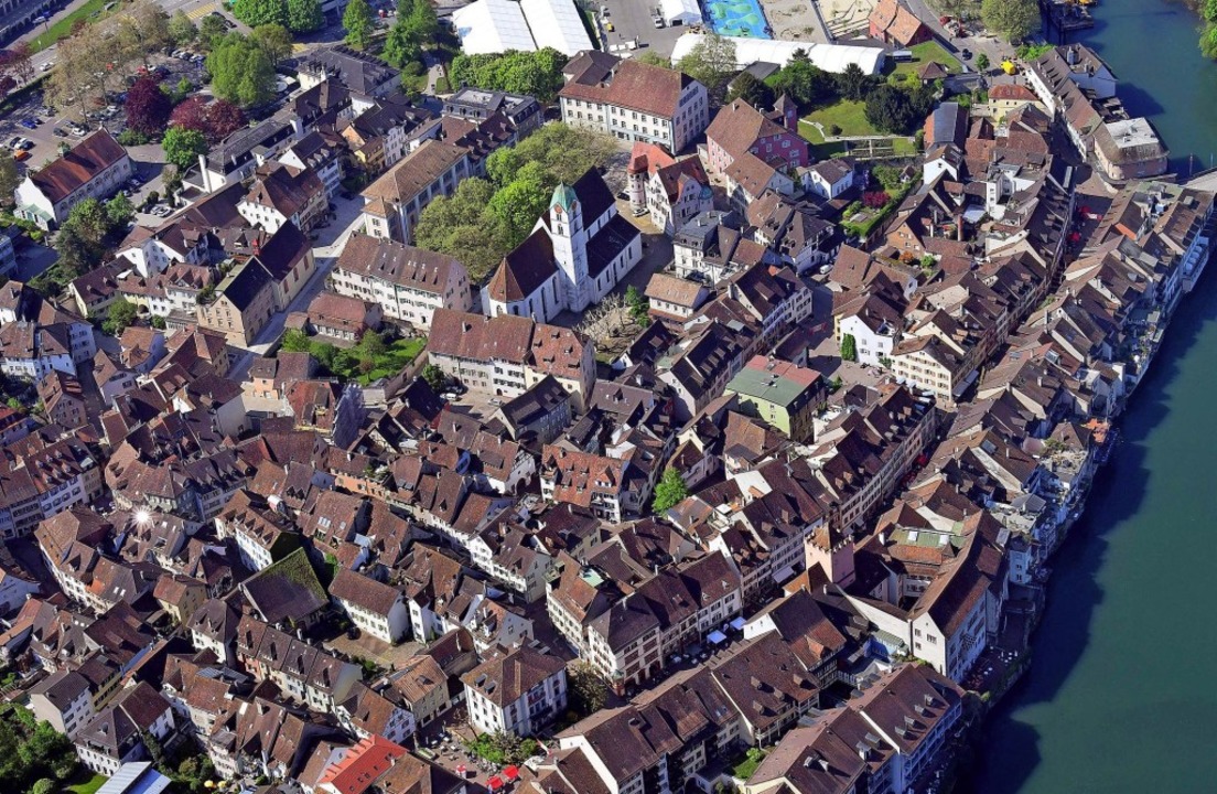 Die Region von oben Altstadt von Rheinfelden/Schweiz Rheinfelden