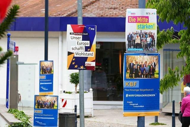 Nicht nur lchelnde Kandidaten auf Wahlplakaten in Bad Krozingen