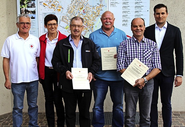 Christof Berger (links), Waltraud Maie...d Wolfgang Wickersheimer (von links).   | Foto: Mario Schneberg