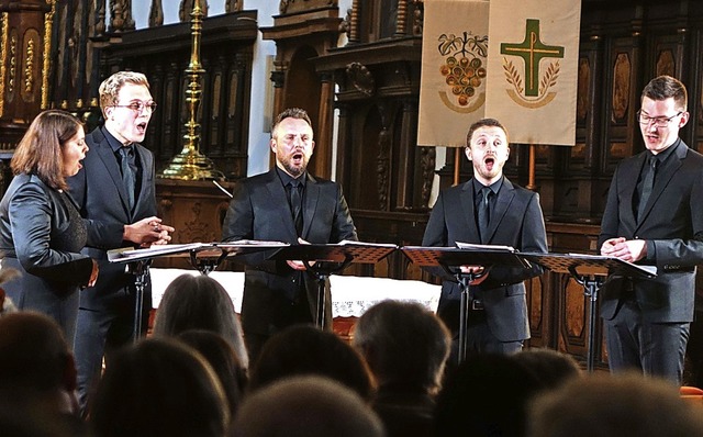 Das Calmus Ensemble aus Leipzig gab im...dolinsmnster ein bewegendes Konzert.   | Foto: Roswitha Frey