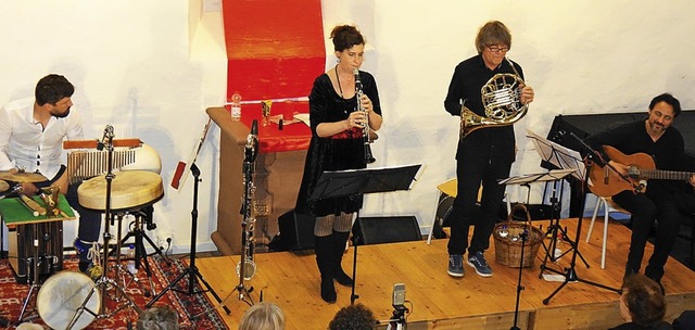 Das Trio  Fisfz gastierte mit Hornist Arkady Shilkloper in der Agathen-Kirche.   | Foto: Gudrun Gehr