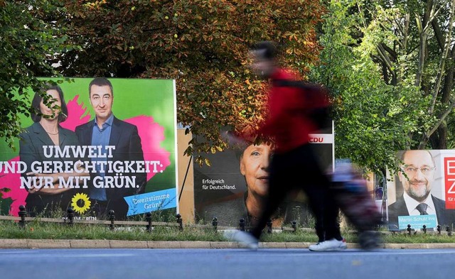 Wahlplakate der Grnen zur Europawahl sollen beschdigt worden sein.  | Foto: Kay Nietfeld