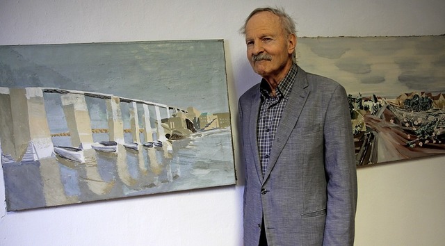 Zeigt seine Bilder in der Ausstellung ...Tor: Jrgen Giersch bei der Vernissage  | Foto: Dagmar Barber