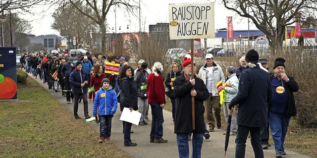 Die Gegner der Bahnplne, im Bild eine...d Politik keine Beachtung mehr fnden.  | Foto: Volker Mnch