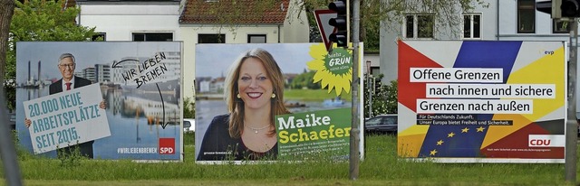 Wohin geht die Reise in Bremen? Wahlplakate von SPD, Grnen und CDU  | Foto: Eckhard Stengel