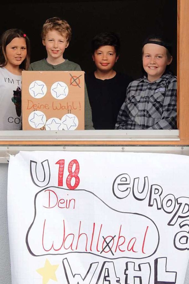 An der U-18-Europawahl in Ebringen  be... Quentin (8), Iago (11) und Levi (11).  | Foto: Sarah Schdler