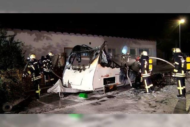 In Mahlberg ist in der Nacht ein Wohnwagen abgebrannt