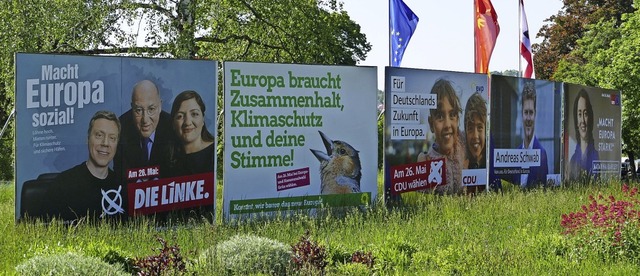 Wahlplakate am Berliner Platz in Lrrach   | Foto: Sabine Ehrentreich