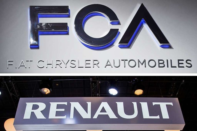 Die Firmenschriftzge der Autokonzerne...r schlgt eine Fusion mit Renault vor.  | Foto: Daniel Karmann, Uli Deck (dpa)