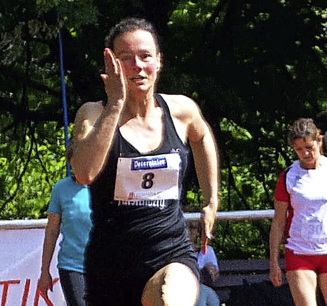 Elke Pleil vom TB Lffingen sprintete ber 100 Meter  zur Silbermedaille.  | Foto: Elke Pleil