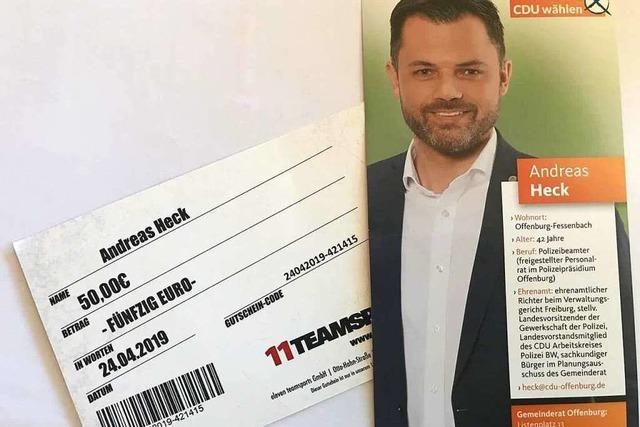 Offenburger CDU-Kandidat verteilte 50-Euro-Spenden an Sportvereine