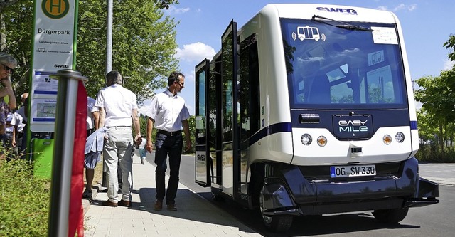 Ein Stck Mobilitt der Zukunft war be...Lahr zu sehen: ein selbstfahrender Bus  | Foto: Mark Alexander