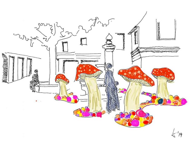 Am Rosenbrunnen werden &#8222;Magic Mushrooms&#8220; ihre Wirkung entfalten.  | Foto: Stadt Lahr