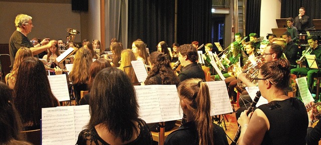 Unter der Leitung von Otfried Weis beg...as Jugendblasorchester mit Rockmusik.   | Foto: Dorothea Scherle