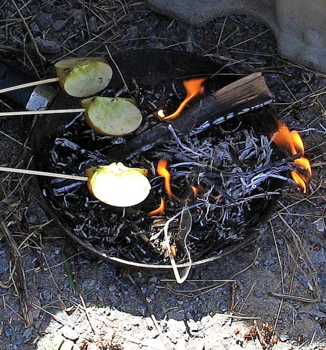 Schwierig, aber nicht unmglich: mit e... Bratpfel in freier Natur zubereiten.  | Foto: Initiativkreis Oberes Wiesental