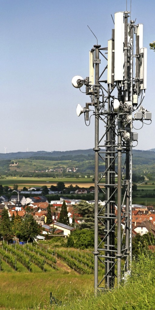 Der Mobilfunkmast unterhalb des Ending...neuen Nutzung des Lederfabrik-Areals.   | Foto: Martin Wendel