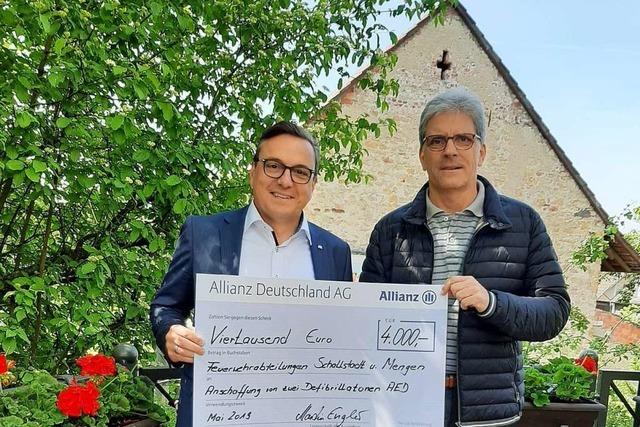 Die Feuerwehr in Schallstadt bekommt 4000 Euro fr Defibrillatoren