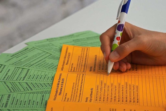 Stimmzettel zur Kommunalwahl vom 26. M...timmzettel fr die Wahl des Kreistags.  | Foto: Markus Donner