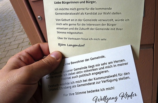 Per Postkarte hatten Bjrn Langendorf ...ftigen Gemeinderat  zur Wahl gestellt.  | Foto: Sattelberger