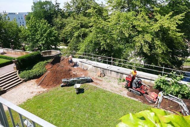 Drei Krater entstehen im Vinzentiusgarten