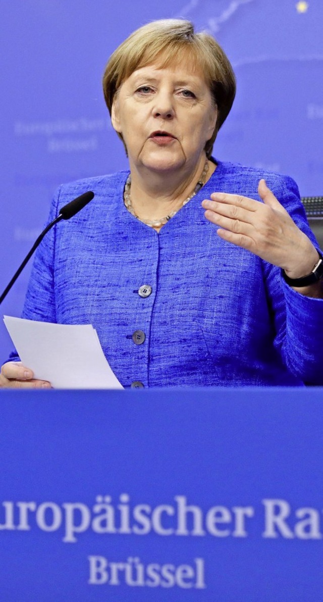 Angela Merkel nach der EU-Ratssitzung  | Foto: Olivier Matthys (dpa)