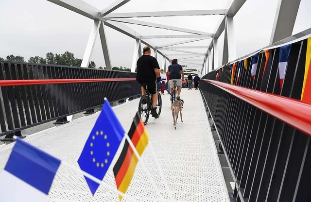 Der neue Radweg ber den Rhein  | Foto: Uli Deck (dpa)