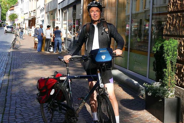 Zwei Wochen vor seinem Start unternahm...s Berger eine Testfahrt nach Freiburg.  | Foto: Sebastian Krger