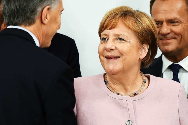 Merkel beim G20-Gipfel in Osaka am Freitag  | Foto: CHARLY TRIBALLEAU (AFP)