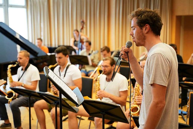 Die Big Band der Hochschule fr Musik Freiburg beim Proben  | Foto: Ramon Manuel Schneewei