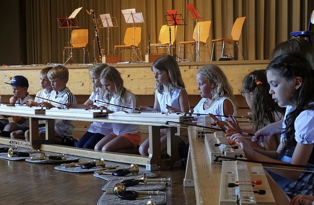 Blockflte, Jagdhorn oder Tischgeige &...en Kinder an die Instrumente bringen.   | Foto: Silas Schwab