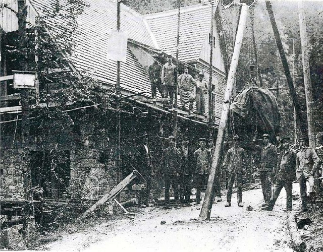 Vor 100 Jahren:  Baustelle des Kraftwerks Khlgartenwiese in Tegernau  | Foto: Privat
