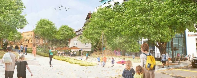 So knnte der geplante Spielplatz im umgestalteten Colombipark aussehen.  | Foto: Stadt Freiburg