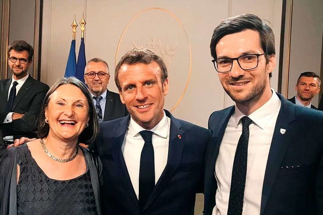 Frankreichs Prsident Emmanuel Macron ...Oberbrgermeister Martin Horn in Paris  | Foto: privat
