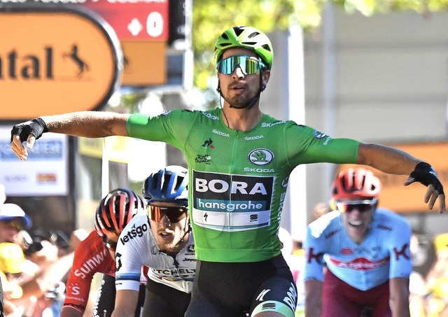 Ex-Weltmeister Peter Sagan, Kapitn de...n Colmar nach der fnften Tour-Etappe   | Foto: JEFF PACHOUD (AFP)