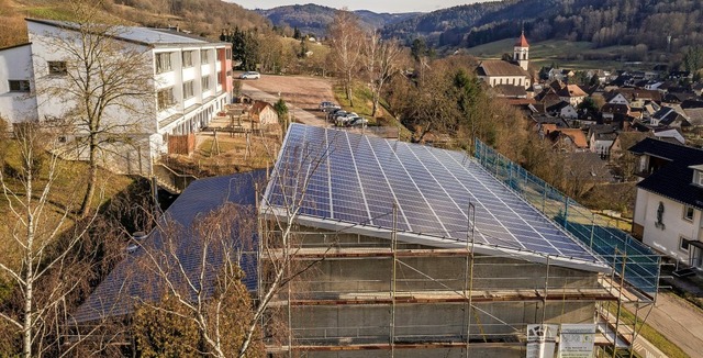 Die grte Fotovoltaikanlage der Brge...f der Halle in Mnchweier installiert.  | Foto: Brgerenergie 